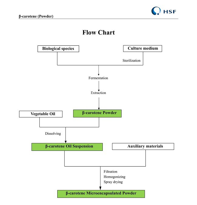 flow chart of Beta-carotene 10% CWS Beadlet Powder
